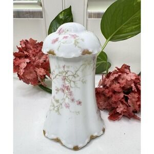 Haviland Limoges Hatpin Holder Vanity Jar W/ Lid Floral Gold Damaged Read